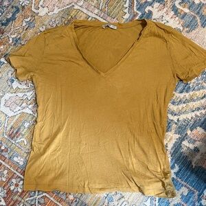 Zara V-Neck Super Soft Tee in Mustard